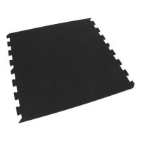 Černo-bílo-modro-šedá gumová podlahová deska (puzzle - okraj) FLOMA Sandwich EPDM - délka 100 cm, šířka 100 cm, výška 2,5 cm