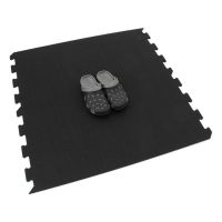 Černo-bílo-modro-šedá gumová podlahová deska (puzzle - okraj) FLOMA Sandwich EPDM - délka 100 cm, šířka 100 cm, výška 2,5 cm