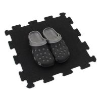 Černo-bílo-modro-šedá gumová podlahová deska (puzzle - střed) FLOMA Sandwich EPDM - délka 100 cm, šířka 100 cm, výška 1,5 cm