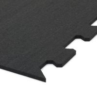 Černo-bílo-šedá gumová modulová puzzle dlažba (okraj) FLOMA Sandwich - délka 100 cm, šířka 100 cm, výška 2,5 cm
