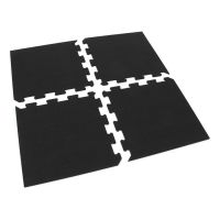 Černo-bílo-šedá gumová modulová puzzle dlažba (roh) FLOMA Sandwich - délka 100 cm, šířka 100 cm, výška 2,5 cm