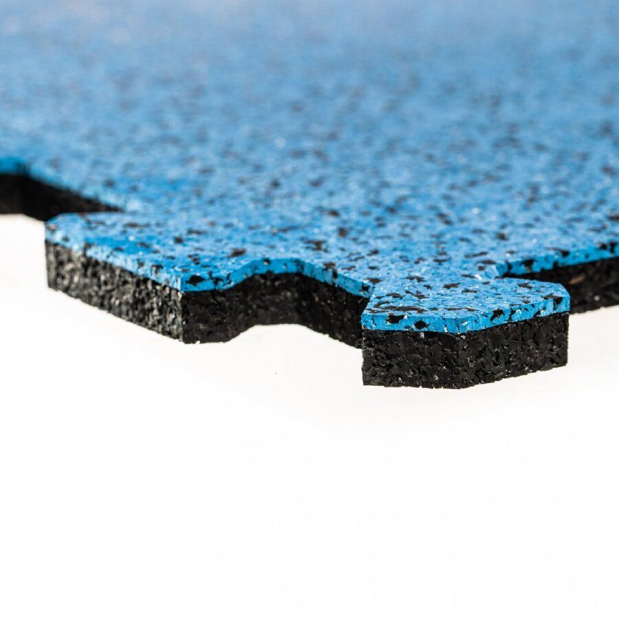 Černo-modrá gumová podlahová deska (puzzle - střed) FLOMA Sandwich EPDM - délka 100 cm, šířka 100 cm, výška 2,5 cm