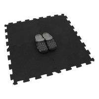 Černo-modrá gumová podlahová deska (puzzle - střed) FLOMA Sandwich EPDM - délka 100 cm, šířka 100 cm, výška 2,5 cm