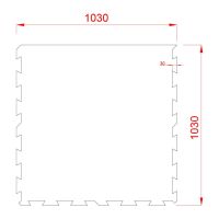 Černo-bílá gumová modulová podlahová deska (puzzle - okraj) FLOMA Sandwich - délka 100 cm, šířka 100 cm, výška 1,8 cm