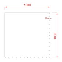 Černo-bílo-modro-šedá gumová podlahová deska (puzzle - roh) FLOMA Sandwich EPDM - délka 100 cm, šířka 100 cm, výška 2 cm