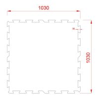 Černo-bílo-modro-šedá gumová podlahová deska (puzzle - střed) FLOMA Sandwich EPDM - délka 100 cm, šířka 100 cm, výška 1,5 cm