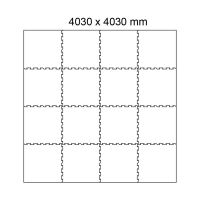 Černo-bílo-šedá gumová modulová puzzle dlažba (střed) FLOMA Sandwich - délka 100 cm, šířka 100 cm a výška 2,5 cm