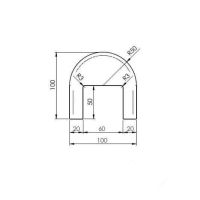 Červený gumový kryt obrubníku pro betonový obrubník šíře 6 cm - délka 100 cm, šířka 10 cm a výška 10 cm