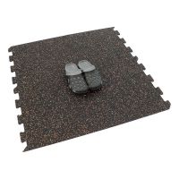 Černo-bílo-červená gumová podlahová deska (puzzle - okraj) FLOMA IceFlo SF1100 - délka 100 cm, šířka 100 cm, výška 1,6 cm