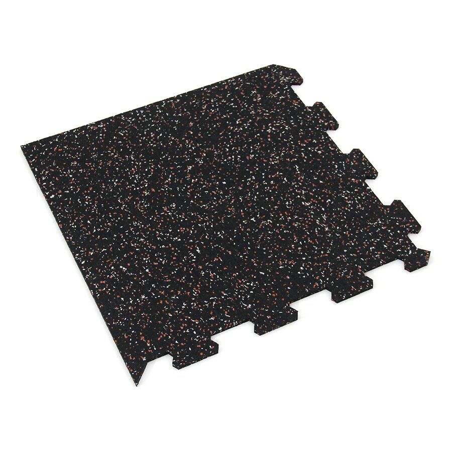 Černo-bílo-červená gumová podlahová deska (puzzle - roh) FLOMA IceFlo SF1100 - délka 100 cm, šířka 100 cm, výška 1,6 cm