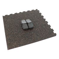 Černo-bílo-červená gumová podlahová deska (puzzle - roh) FLOMA IceFlo SF1100 - délka 100 cm, šířka 100 cm, výška 1,6 cm