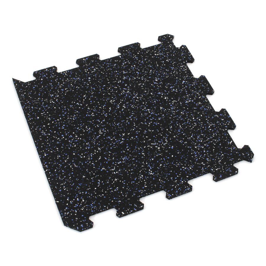 Černo-bílo-modrá gumová podlahová deska (puzzle - okraj) FLOMA IceFlo SF1100 - délka 100 cm, šířka 100 cm, výška 1,6 cm