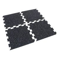 Černo-bílo-modrá gumová podlahová deska (puzzle - okraj) FLOMA IceFlo SF1100 - délka 100 cm, šířka 100 cm, výška 1,6 cm
