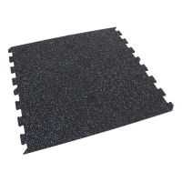 Černo-bílo-modrá gumová podlahová deska (puzzle - okraj) FLOMA IceFlo SF1100 - délka 100 cm, šířka 100 cm, výška 1,6 cm