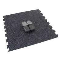 Černo-bílo-modrá gumová podlahová deska (puzzle - okraj) FLOMA IceFlo SF1100 - délka 100 cm, šířka 100 cm, výška 1,6 cm