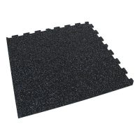 Černo-bílo-modrá gumová podlahová deska (puzzle - okraj) FLOMA IceFlo SF1100 - délka 100 cm, šířka 100 cm, výška 1,6 cm