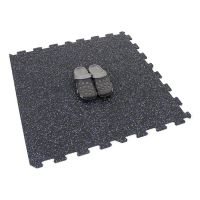Černo-bílo-modrá gumová podlahová deska (puzzle - okraj) FLOMA IceFlo SF1100 - délka 100 cm, šířka 100 cm, výška 1,6 cm