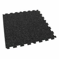 Černo-bílá gumová modulová podlahová deska (puzzle - okraj) FLOMA Sandwich - délka 100 cm, šířka 100 cm, výška 1,8 cm