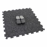 Černo-bílá gumová modulová podlahová deska (puzzle - střed) FLOMA Sandwich - délka 100 cm, šířka 100 cm, výška 1,8 cm