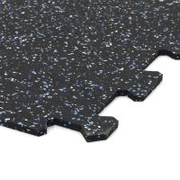 Černo-bílo-modrá gumová modulová puzzle dlažba (roh) FLOMA IceFlo SF1100 - délka 100 cm, šířka 100 cm, výška 1 cm