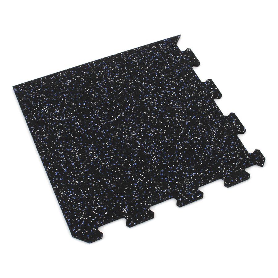 Černo-bílo-modrá gumová podlahová deska (puzzle - roh) FLOMA IceFlo SF1100 - délka 100 cm, šířka 100 cm, výška 1,6 cm