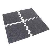 Černo-bílo-modrá gumová podlahová deska (puzzle - roh) FLOMA IceFlo SF1100 - délka 100 cm, šířka 100 cm, výška 1,6 cm