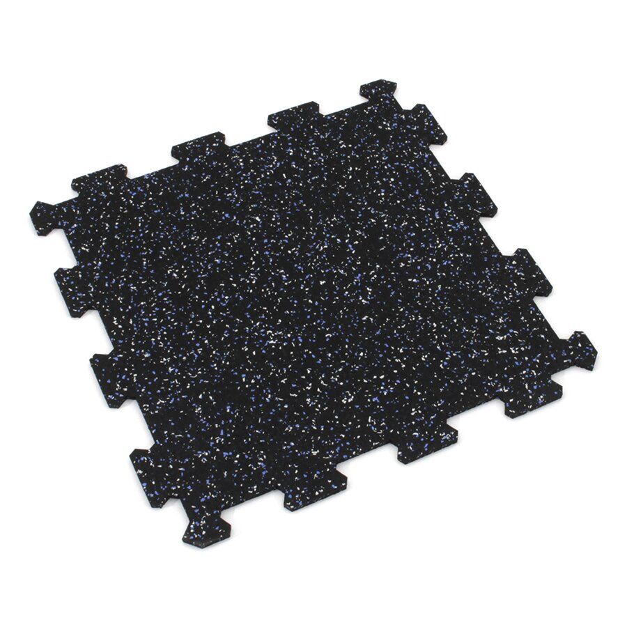 Černo-bílo-modrá gumová podlahová deska (puzzle - střed) FLOMA IceFlo SF1100 - délka 100 cm, šířka 100 cm, výška 1,6 cm