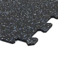 Černo-bílo-modrá gumová podlahová deska (puzzle - střed) FLOMA IceFlo SF1100 - délka 100 cm, šířka 100 cm, výška 1,6 cm
