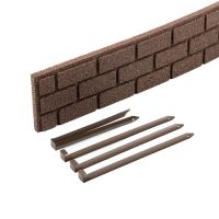 Šedý gumový zahradní obrubník FLOMA Bricks - délka 120 cm, šířka 2,3 cm, výška 15 cm