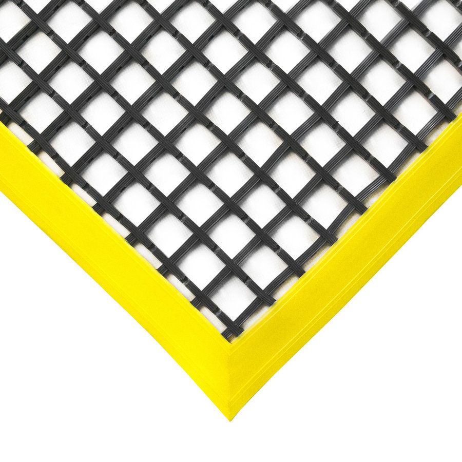 Černo-žlutá univerzální protiskluzová olejivzdorná rohož (mřížka 22 x 22 mm) - délka 150 cm, šířka 100 cm, výška 1,2 cm F