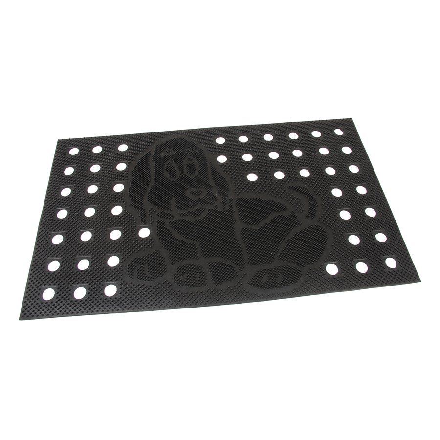 Gumová čistící děrovaná venkovní vstupní rohož FLOMA Dog - délka 45 cm, šířka 75 cm a výška 0,7 cm