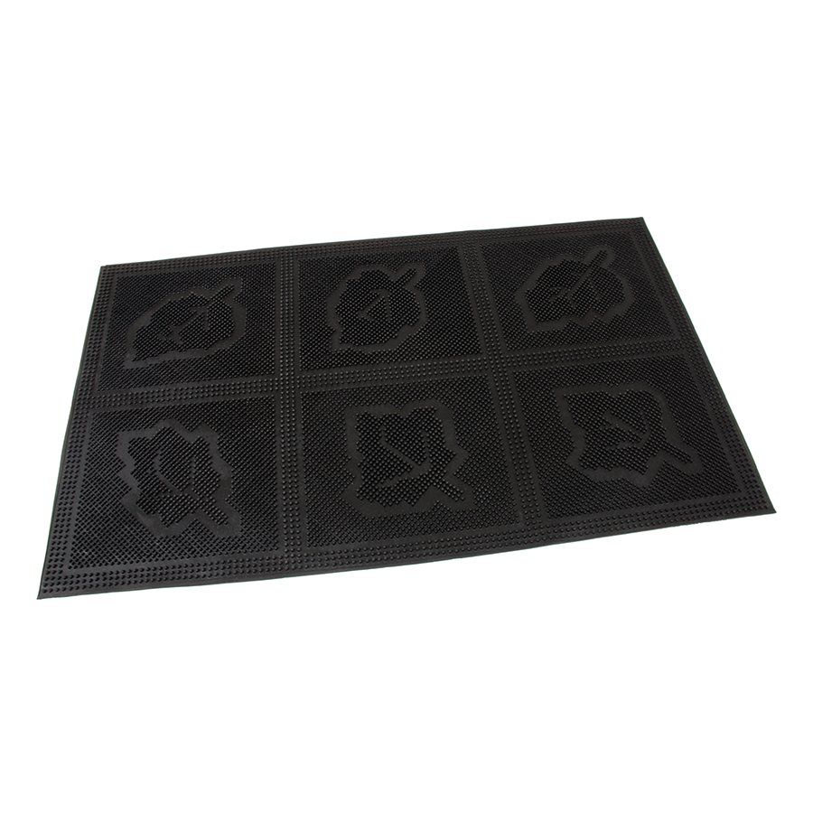 Gumová čisticí venkovní vstupní rohož FLOMA Leaves - Squares - délka 45 cm, šířka 75 cm, výška 0,6 cm