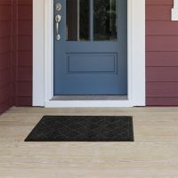 Černá textilní gumová čistící vstupní rohož FLOMA Parquet - délka 60 cm, šířka 90 cm a výška 1,1 cm