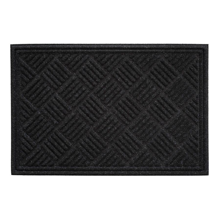 Černá textilní gumová čistící vstupní rohož FLOMA Parquet - délka 60 cm, šířka 90 cm a výška 1,1 cm