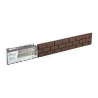 Hnědý gumový zahradní obrubník FLOMA Bricks - délka 120 cm, šířka 2 cm, výška 15 cm