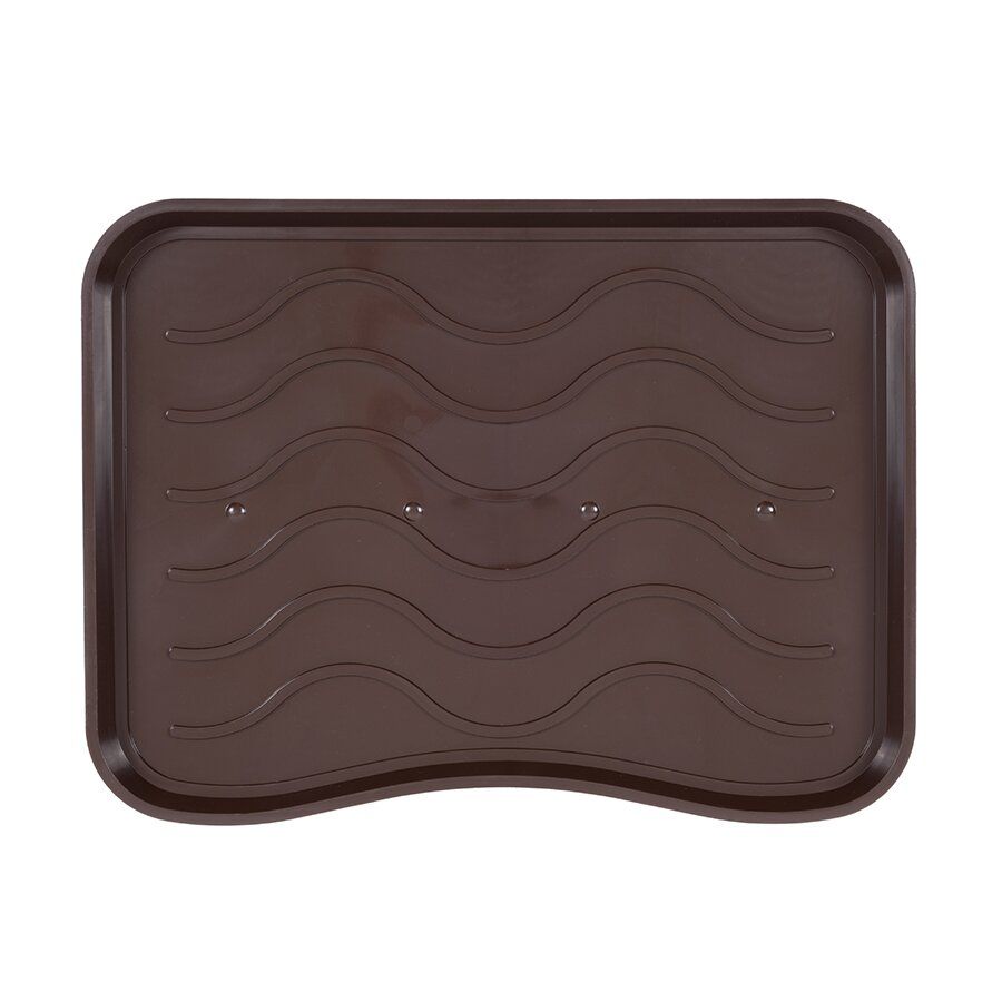 Hnědý plastový odkapávač na boty FLOMA Waves - délka 38 cm, šířka 50 cm a výška 1,7 cm