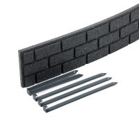 Šedý gumový zahradní obrubník FLOMA Bricks - délka 120 cm, šířka 2 cm, výška 9 cm