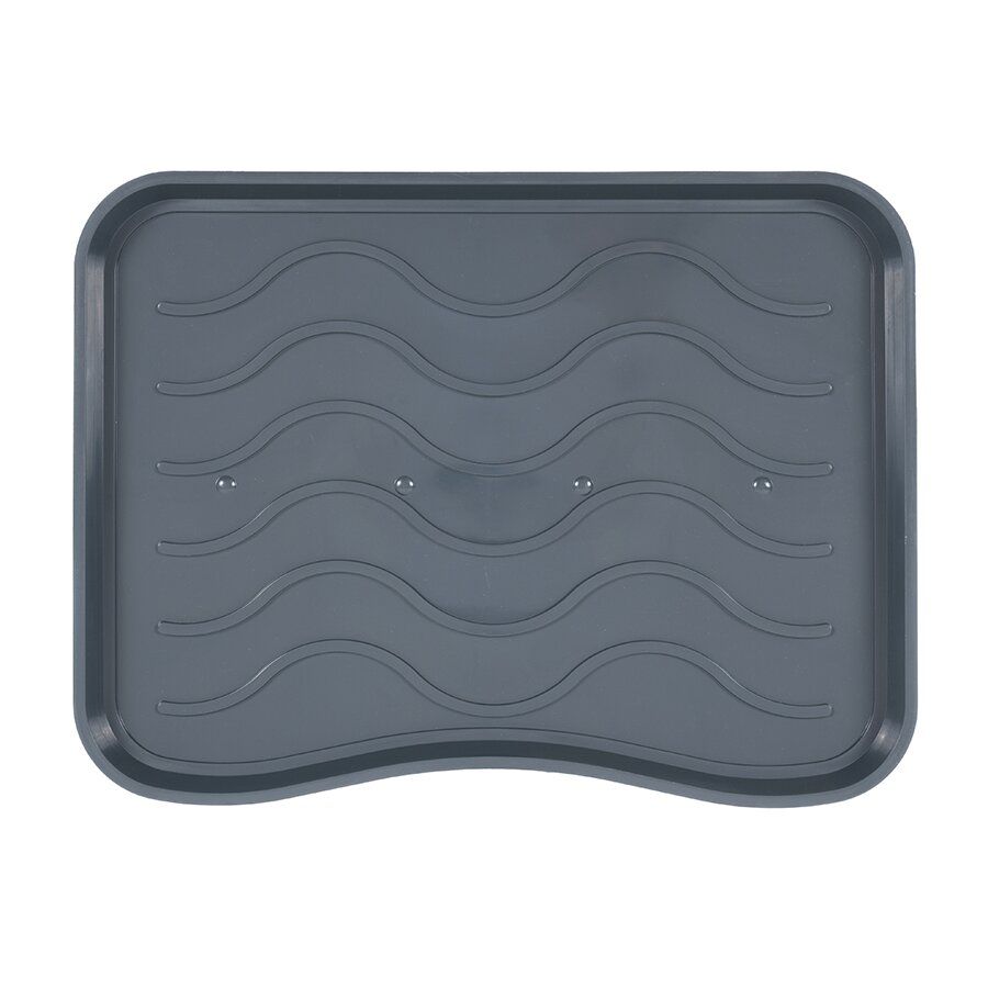 Šedý plastový odkapávač na boty FLOMA Waves - délka 38 cm, šířka 50 cm, výška 1,7 cm