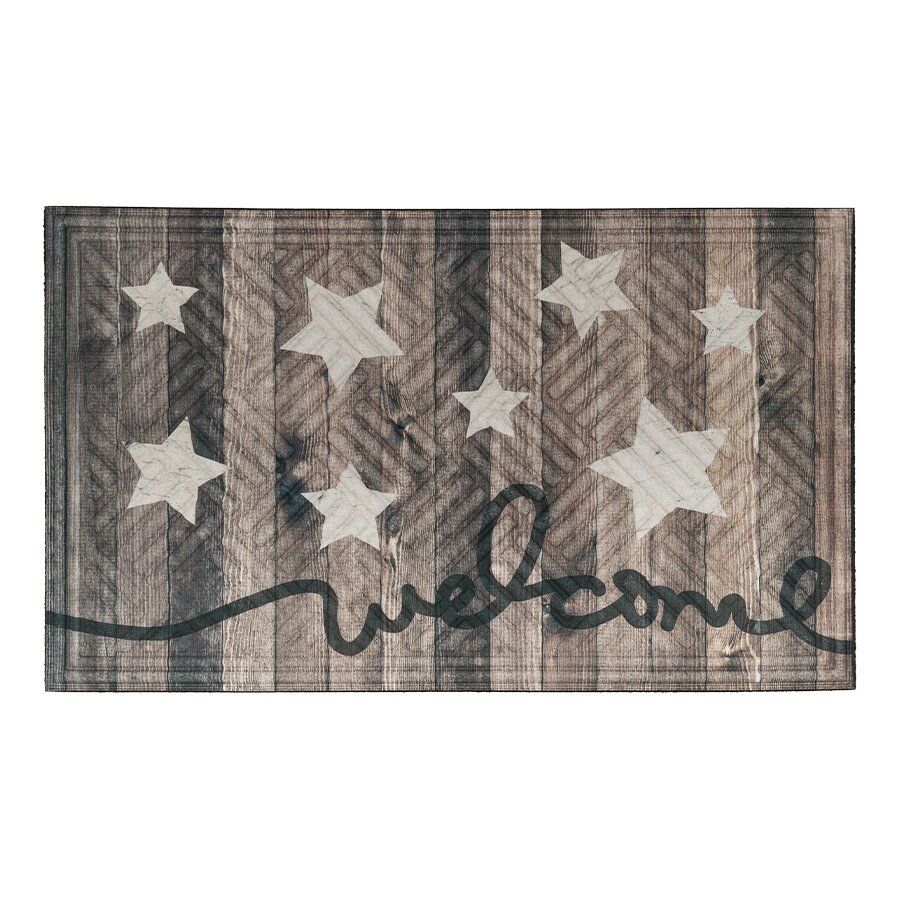 Textilní gumová vstupní rohož FLOMA Welcome Stars - délka 45 cm, šířka 75 cm, výška 1,1 cm