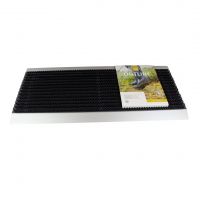 Antracitová venkovní čistící kartáčová vstupní rohož FLOMA Outline - délka 35 cm, šířka 80 cm, výška 2,2 cm