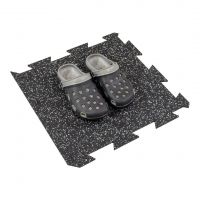 Černo-bílá gumová podlahová deska (puzzle - okraj) FLOMA FitFlo SF1050 - délka 47,8 cm, šířka 47,8 cm, výška 0,8 cm