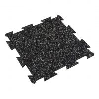 Černo-bílá gumová modulová puzzle dlažba (roh) FLOMA FitFlo SF1050 - délka 47,8 cm, šířka 47,8 cm, výška 0,8 cm