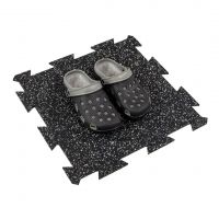 Černo-bílá gumová podlahová deska (puzzle - střed) FLOMA FitFlo SF1050 - délka 47,8 cm, šířka 47,8 cm, výška 0,8 cm