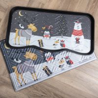Plastový odkapávač na boty FLOMA Night Xmas Party - délka 38 cm, šířka 75 cm a výška 2,1 cm