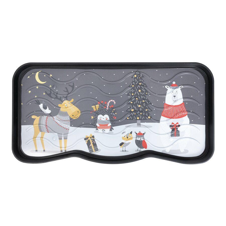 Plastový odkapávač na boty FLOMA Night Xmas Party - délka 38 cm, šířka 75 cm a výška 2,1 cm