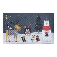 Textilní gumová čistící vnitřní vstupní rohož FLOMA Night Xmas Party - 45 x 75 x 1,1 cm