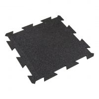 Černá gumová podlahová deska (puzzle - okraj) FLOMA FitFlo SF1050 - délka 47,8 cm, šířka 47,8 cm, výška 0,8 cm