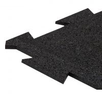 Černá gumová modulová puzzle dlažba (okraj) FLOMA FitFlo SF1050 - délka 95,6 cm, šířka 95,6 cm, výška 0,8 cm