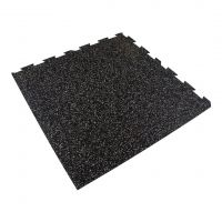 Černo-bílá gumová podlahová deska (puzzle - okraj) FLOMA FitFlo SF1050 - délka 100 cm, šířka 100 cm, výška 0,8 cm