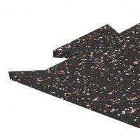 Černo-bílo-červená gumová modulová puzzle dlažba (okraj) FLOMA FitFlo SF1050 - délka 47,8 cm, šířka 47,8 cm, výška 0,8 cm